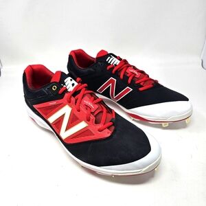 New Balance L4040BR3 Black Red White Men's Baseball Metal Cleat‎ Size 16 No Box.